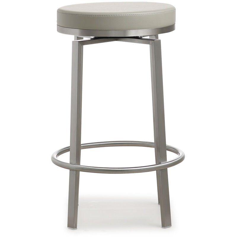 TOV Furniture Pratt 26" Swivel Fabric Counter Stools in Gray (Set of 2)