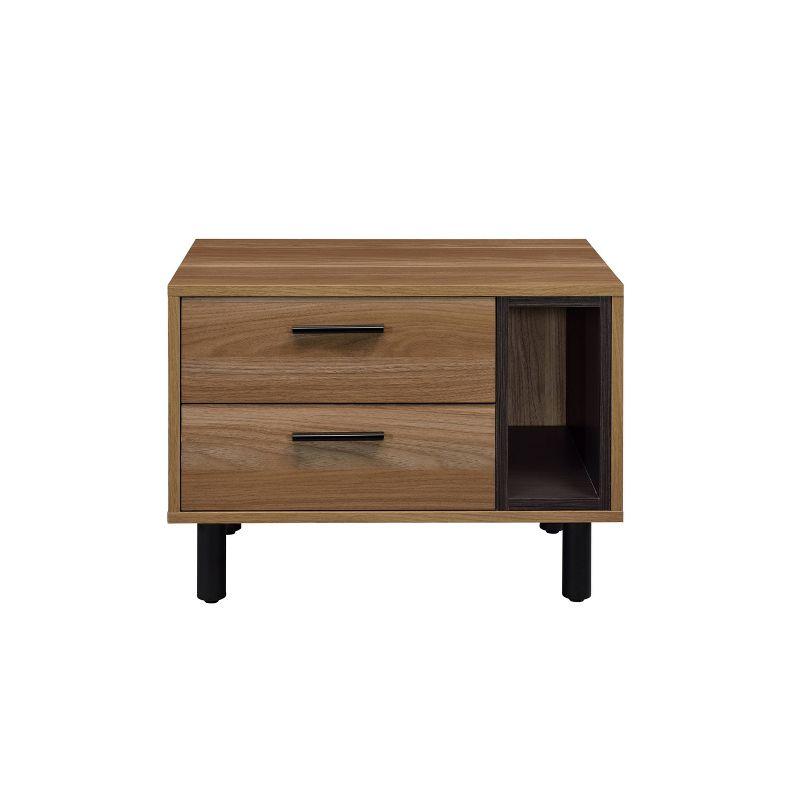 23" Trolgar Accent Table Brown Oak/Black Finish - Acme Furniture: No Assembly, Open Shelf, Wood Composite