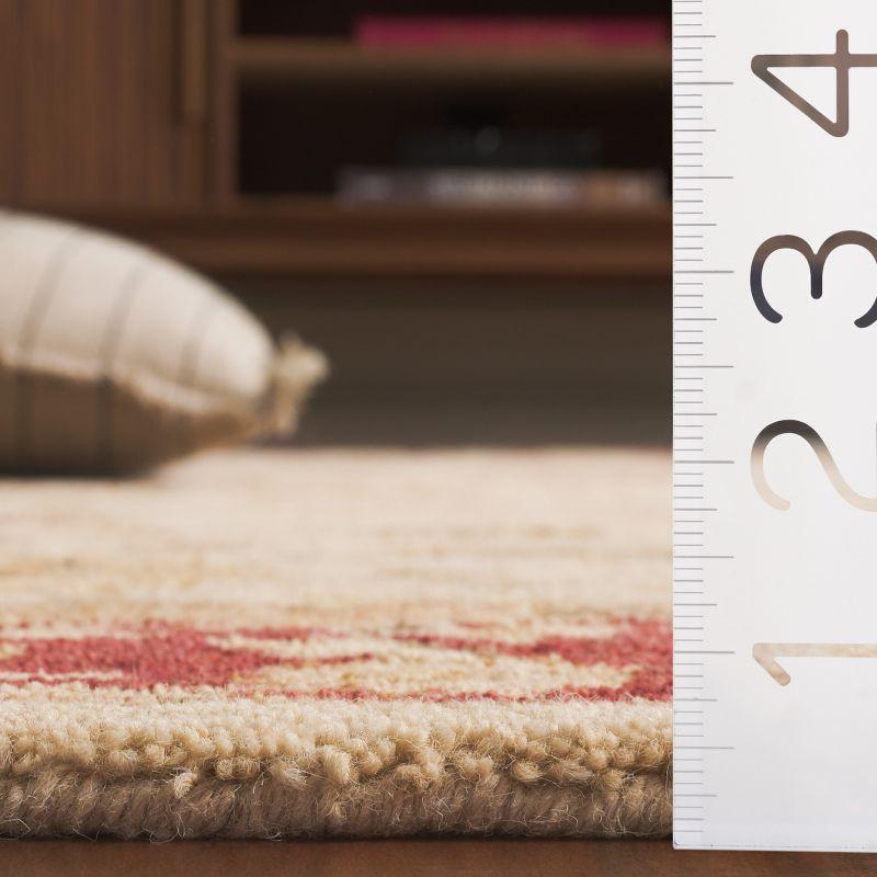 Ivory and Red Handmade Tufted Wool Round Rug