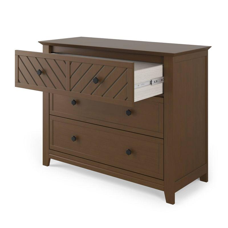 Atwood Cocoa Bean 3-Drawer Nursery Dresser with Chevron Pattern