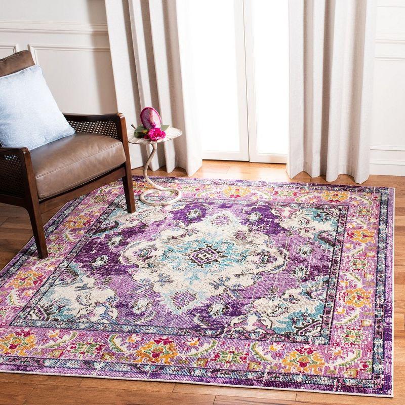 Monaco MNC243 Power Loomed Indoor Area Rug - Violet/Light Blue - 5'x5' - Safavieh.