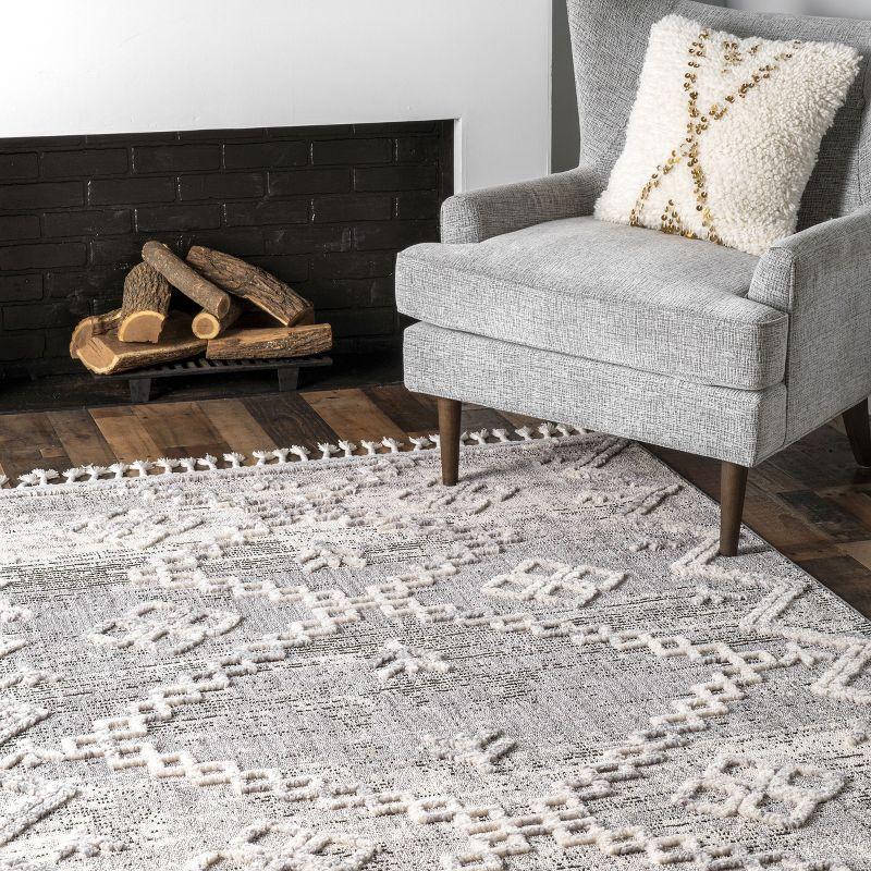 Nuloom Roxy Textured Diamond Tassel Indoor Area Rug, Gray, 3'x5'