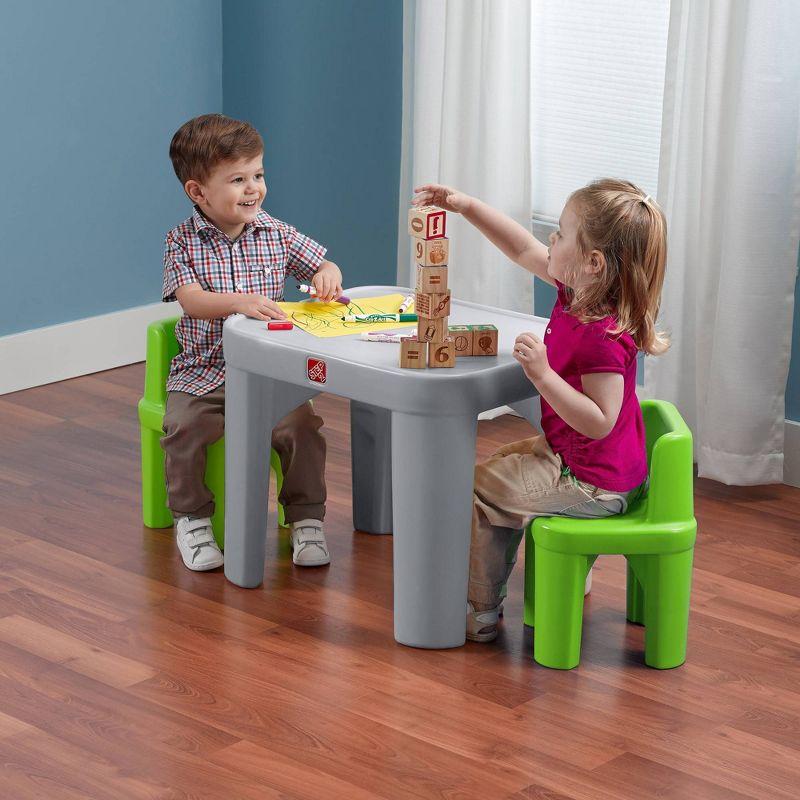 Gray and Green Plastic Toddler Table and Chair Set