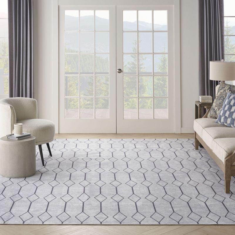 SR107 Geometric Machine Washable Area Rug in Ivory/Grey