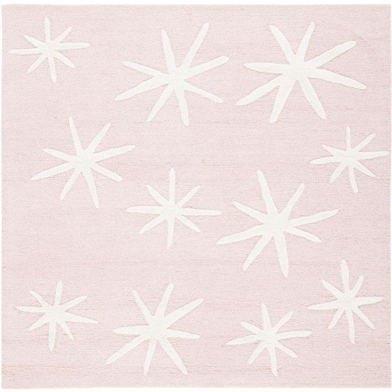 Safavieh Kids SFK908 Hand Tufted Area Rug - Pink/Ivory - 5'x5' - Safavieh.