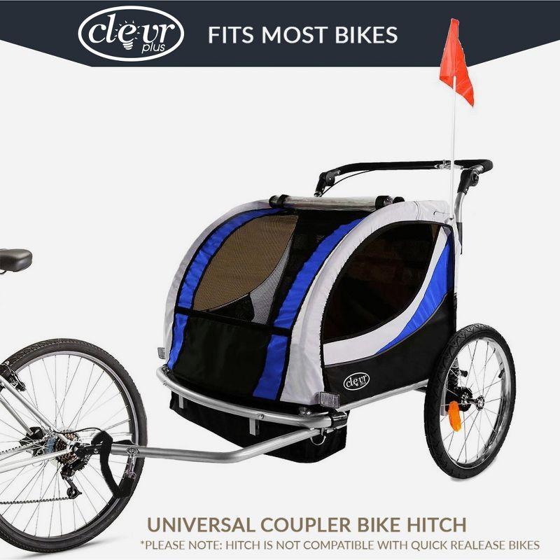 ClevrPlus Deluxe 3-in-1 Bike Trailer Stroller Jogger for Kids, Blue