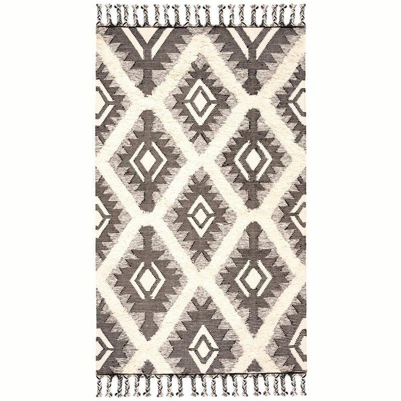 Foundry Select Cedarvale Kenya Hand Knotted Wool/Cotton Southwestern Rug in Ivory/Black