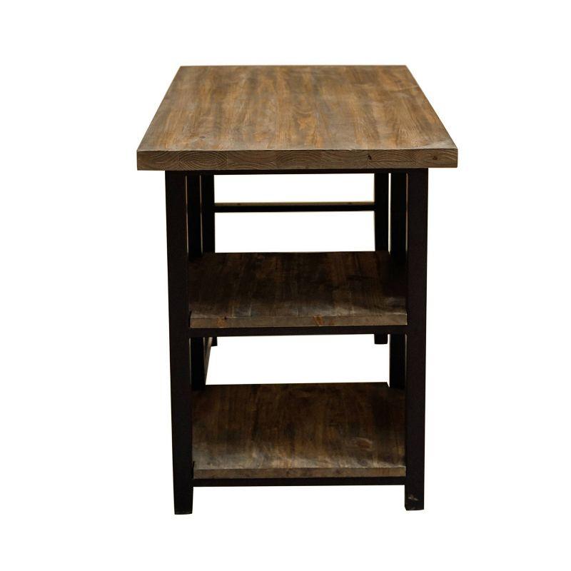 Pomona Writing Desk with Two Shelves Metal and Solid Wood Natural - Alaterre Furniture: Modern Style, Open Storage, Home Office