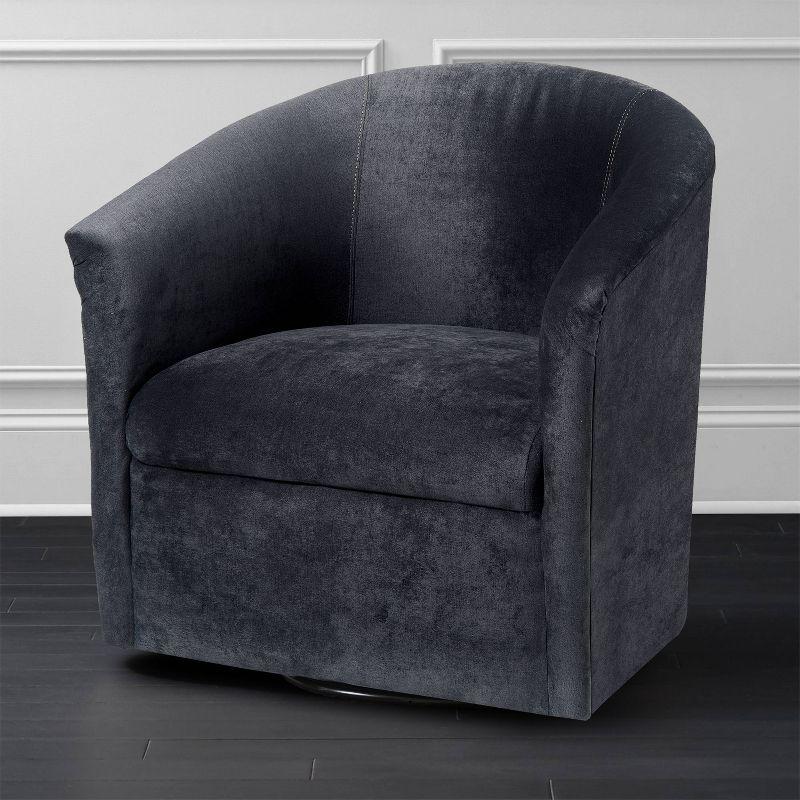 Comfort Pointe Elizabeth Swivel Accent Chair Charcoal: Luxurious Velvet Feel, No Assembly Required