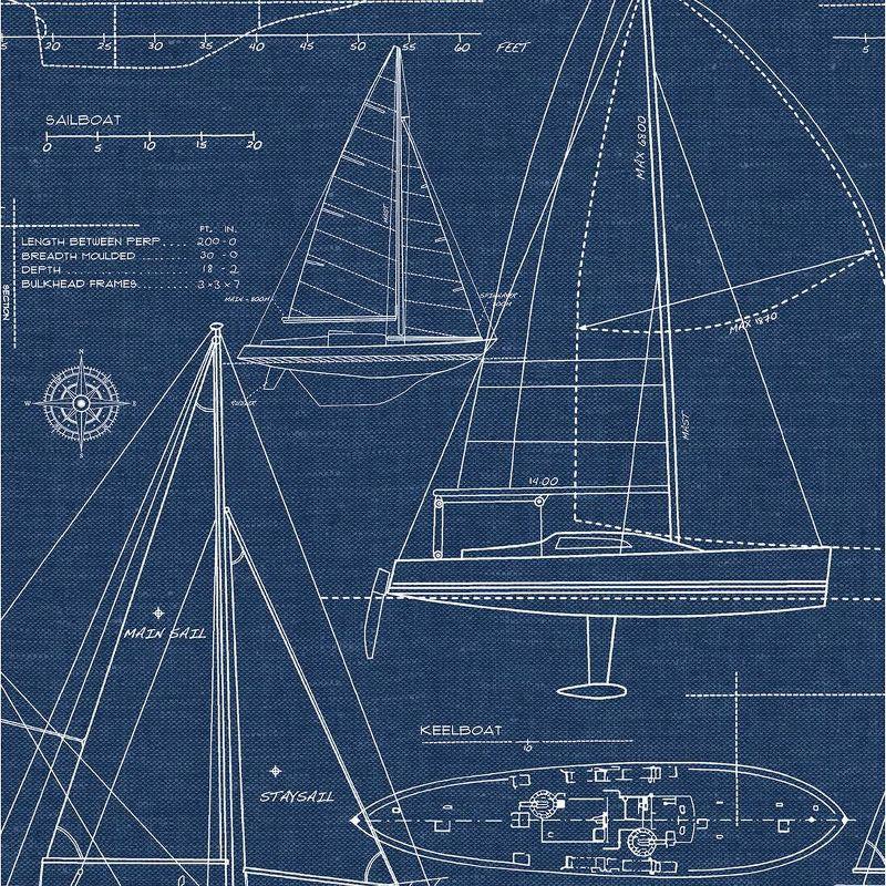 NextWall Navy Blue Yacht Club Peel and Stick Wallpaper