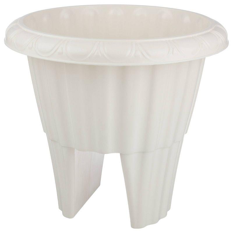 White Plastic Outdoor Railing Planter with Drainage Insert