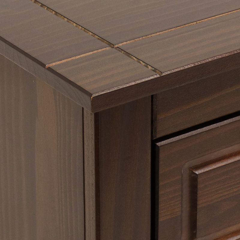 Sunnydaze Sideboard with 3 Drawers and 3 Doors - Solid Pine Construction - Dark Brown- 32"