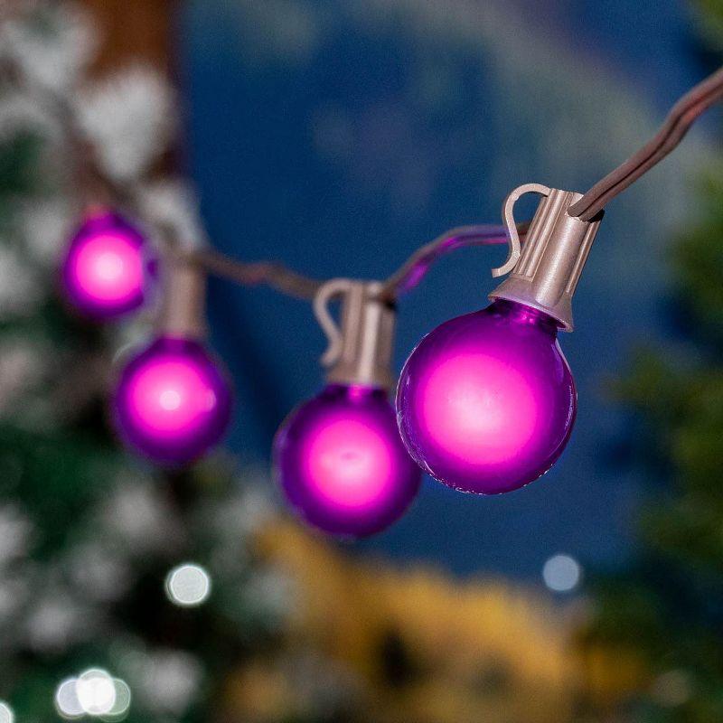 Novelty Lights 100 Feet Purple G40 Globe Outdoor Patio String Lights, Brown Wire