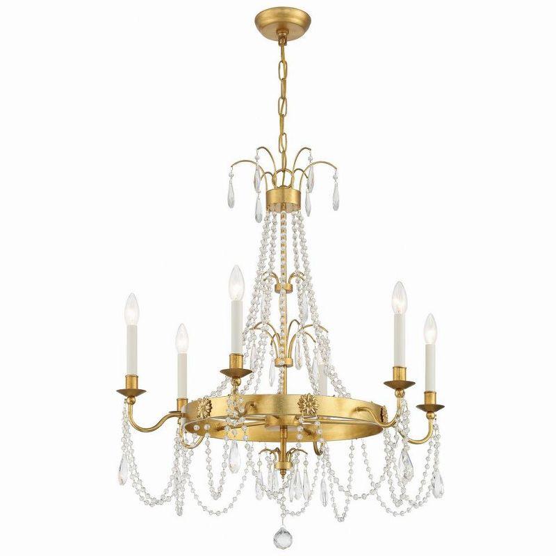 Maizey Antique Gold 6-Light Crystal Chandelier