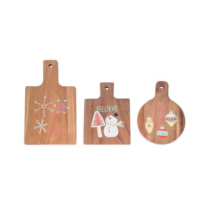 Festive Multicolor Wood Christmas Cheese Boards Set of 6