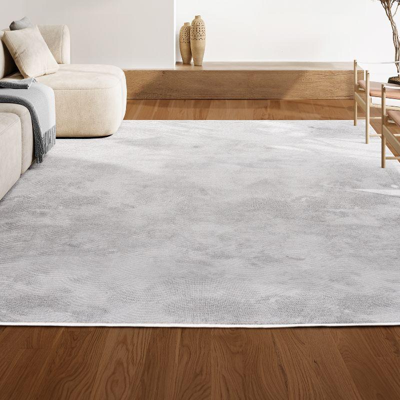 Porter White and Light Gray Geometric Polyester Area Rug