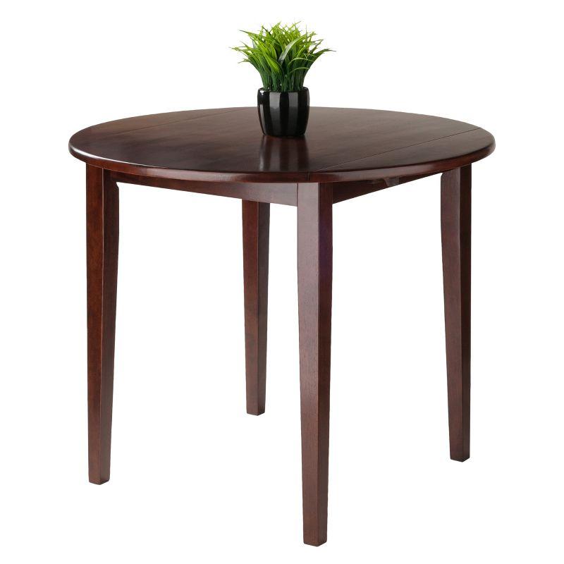 Winsome 36" Clayton Round Drop Leaf Dining Table Walnut: Hardwood Frame, Seats 4, Modern Style