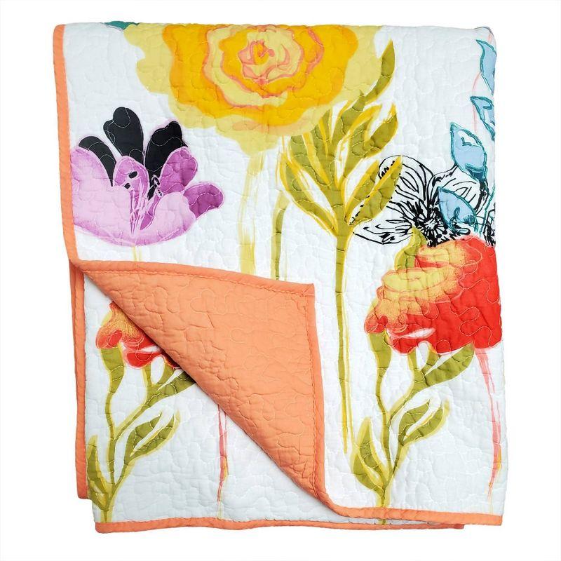 Artfully Chic Watercolor Dream Quilted Cotton Throw - Reversible