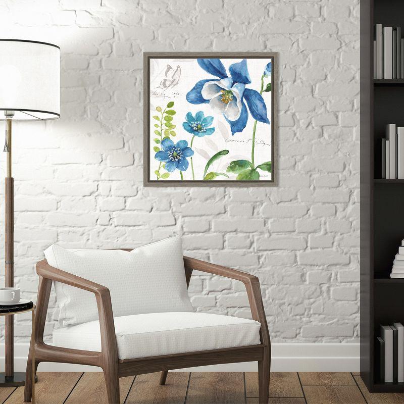 Amanti Art Blue and Green Garden III by Lisa Audit Canvas Wall Art Print Framed 16-in. x 16-in.