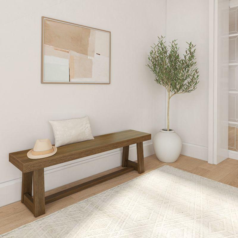 Pecan Wirebrush Solid Wood Farmhouse Dining Bench