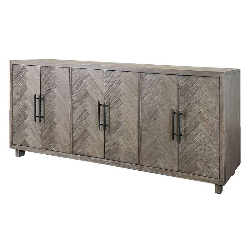 Palisades 90" Six Door TV Stand: Herringbone Pattern, Iron Hardware - Martin Furniture