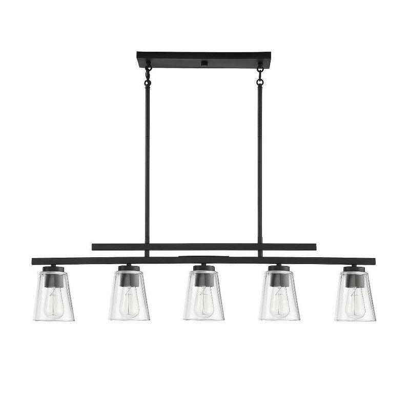 Calhoun Symmetrical Satin Nickel 5-Light Linear Chandelier