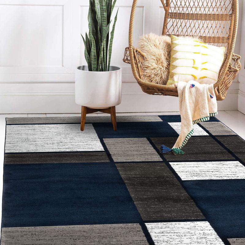 World Rug Gallery Contemporary Modern Boxed Color Block Area Rug