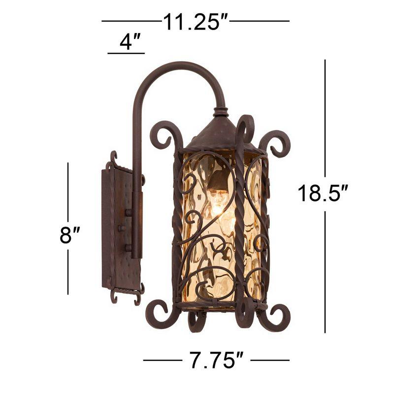 John Timberland Casa Seville Vintage Rustic Outdoor Wall Light Fixture Dark Walnut Scroll 18 1/2" Champagne Hammered Glass for Post Exterior Barn Deck