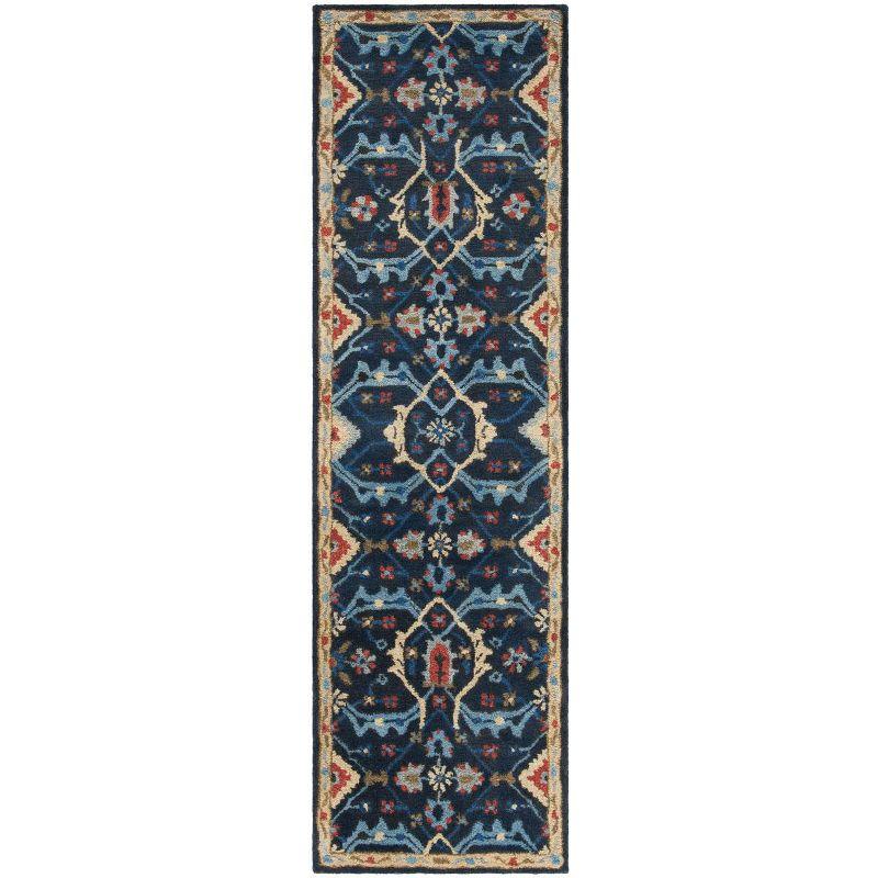 Heritage HG416 Hand Tufted Runner Rug - Navy/Multi - 2'3"x8' - Safavieh.