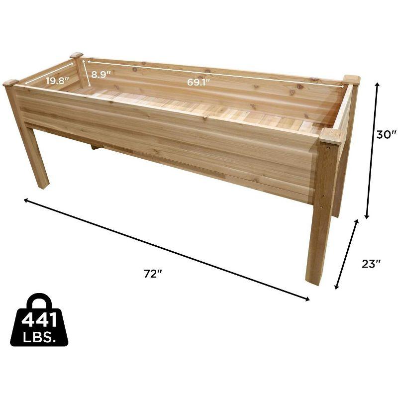 Jumbl Cedar Wood Raised Garden Bed & Herb Planter Box, 72" x 23" x 30"