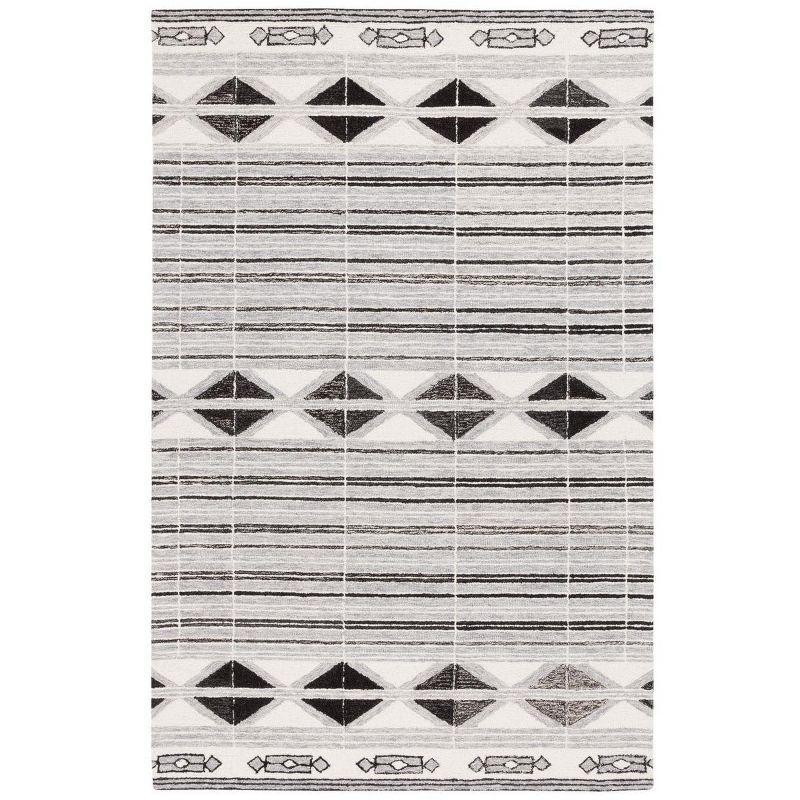 Ivory and Gray Hand-Tufted Wool Rectangular Area Rug