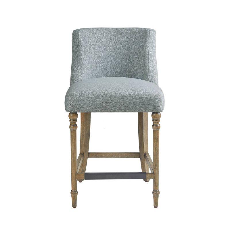 Elegant Blue 25" Upholstered Counter Stool with Solid Wood Legs