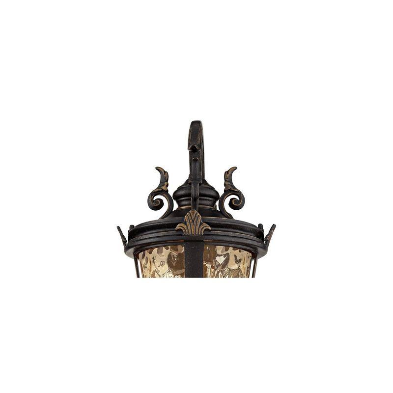 John Timberland Casa Marseille Vintage Rustic Outdoor Wall Light Fixture Bronze Scroll 21 1/2" Hammered Glass for Post Exterior Barn Deck House Porch