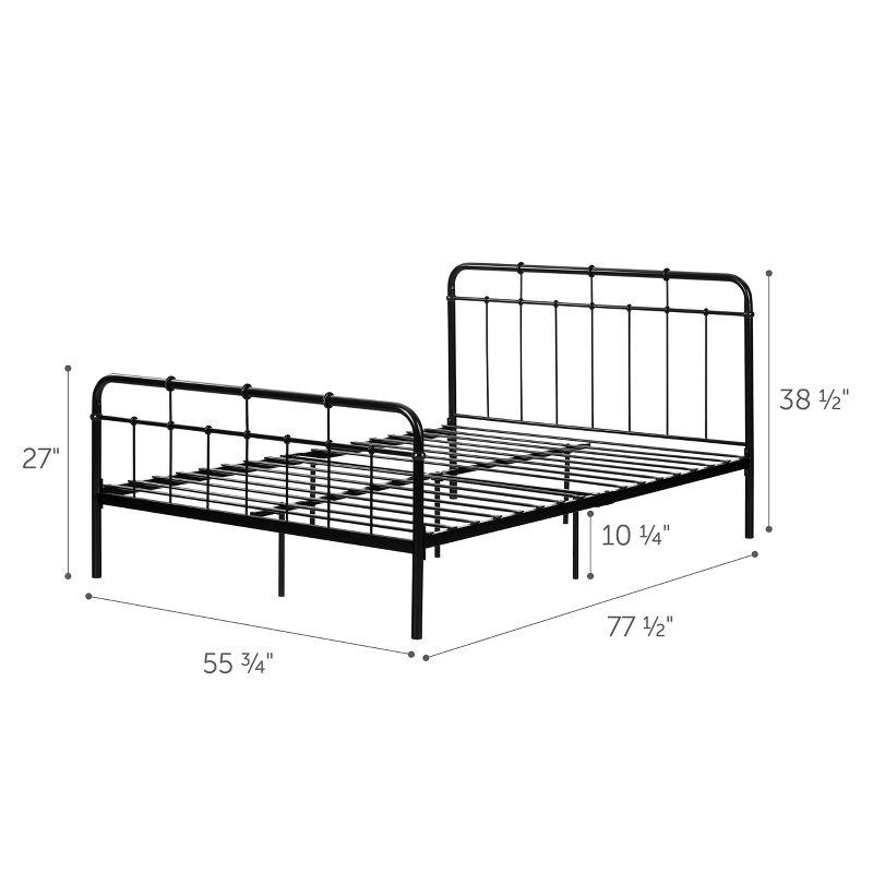 Full Tassio Metal Complete Platform Bed Pure Black - South Shore: Sturdy Frame, No Box Spring Needed