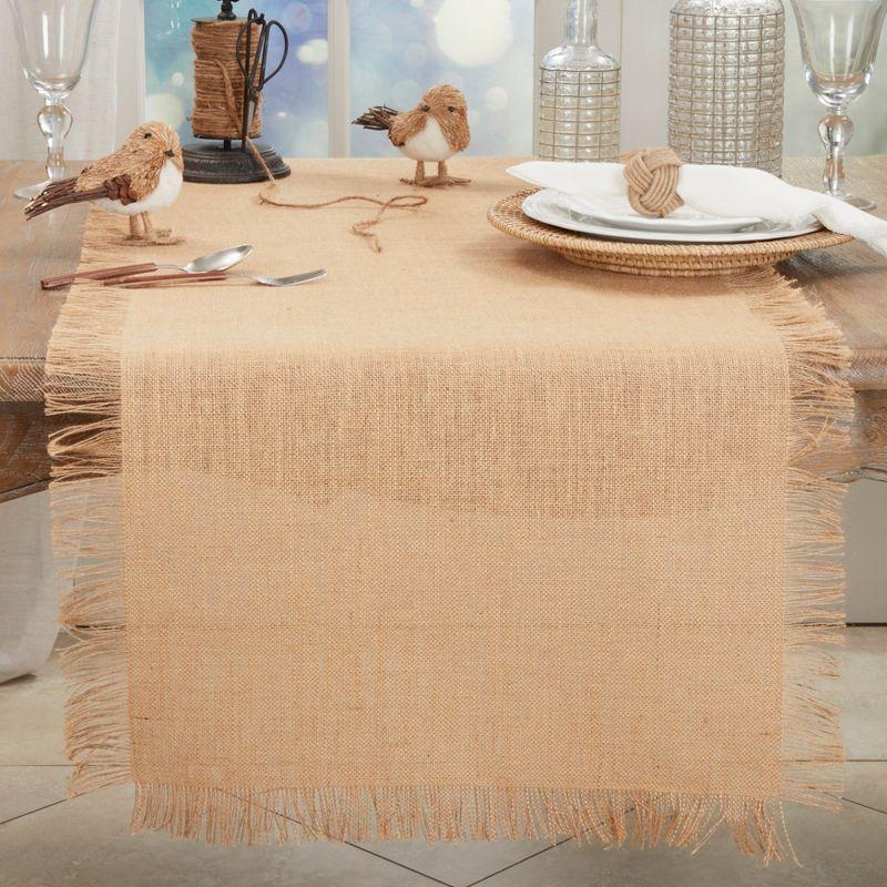 Natural 90-Inch Fringed Jute Table Runner