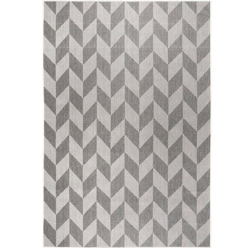 Nicole Miller New York Patio Country Calla Herringbone Indoor/Outdoor Area Rug, Black/Gray