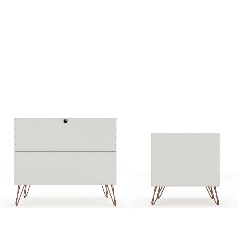 Rockefeller Dresser and Nightstand Set Off-White/Natural - Manhattan Comfort: 5-Drawer Storage, MDF Bedroom Furniture Set