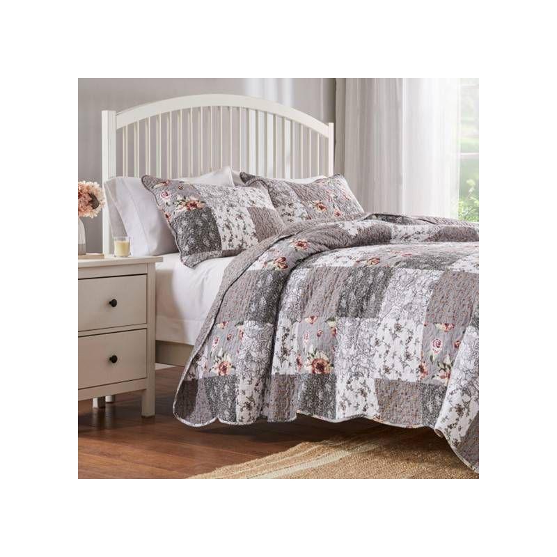 Giulia Quilt & Sham Set Gray/White - Greenland Home Fashions