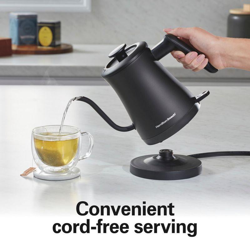 Hamilton Beach .6 Liter Gooseneck Kettle Black 41045: Electric Water Kettle, Stainless Steel, 1200W, Hand Wash