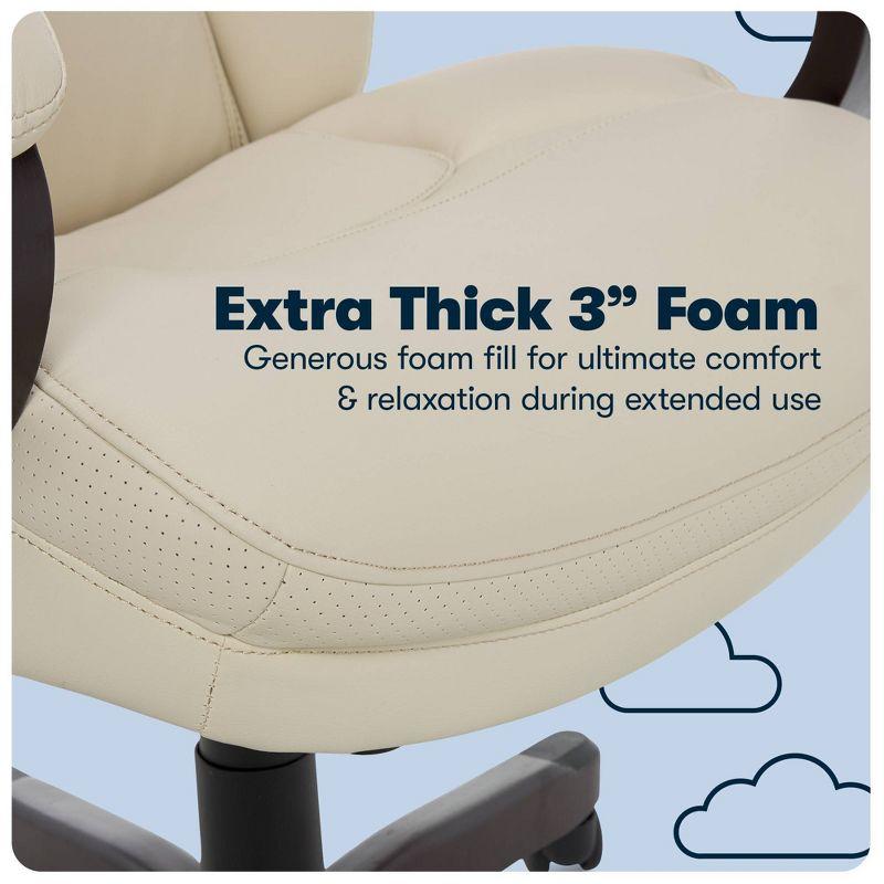 Big and Tall Executive Office Chair - Serta: Lumbar Support, Leather, Wood Finish