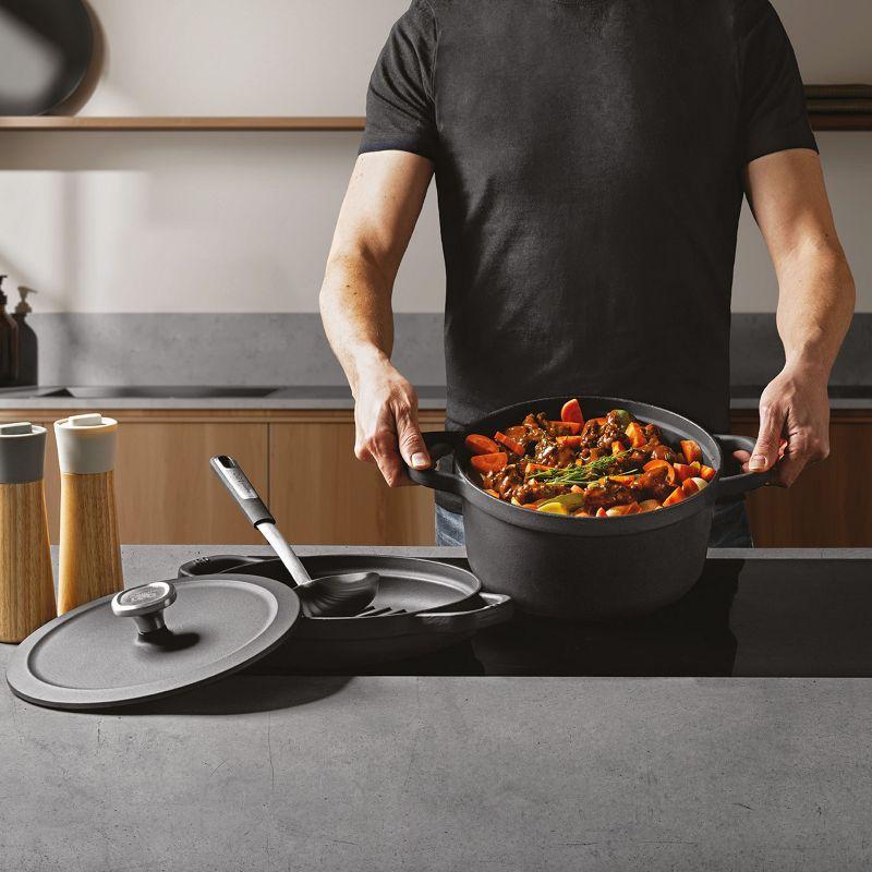 BergHOFF BergHOFF Graphite 3Pc Cast Iron Enamel Cookware Set, Covered Dutch Oven and Grill Pan