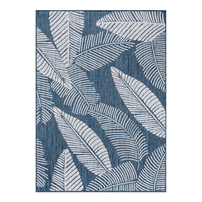 World Rug Gallery Distressed Palm Leaves Textured Flat Weave Indoor/Outdoor Area Rug