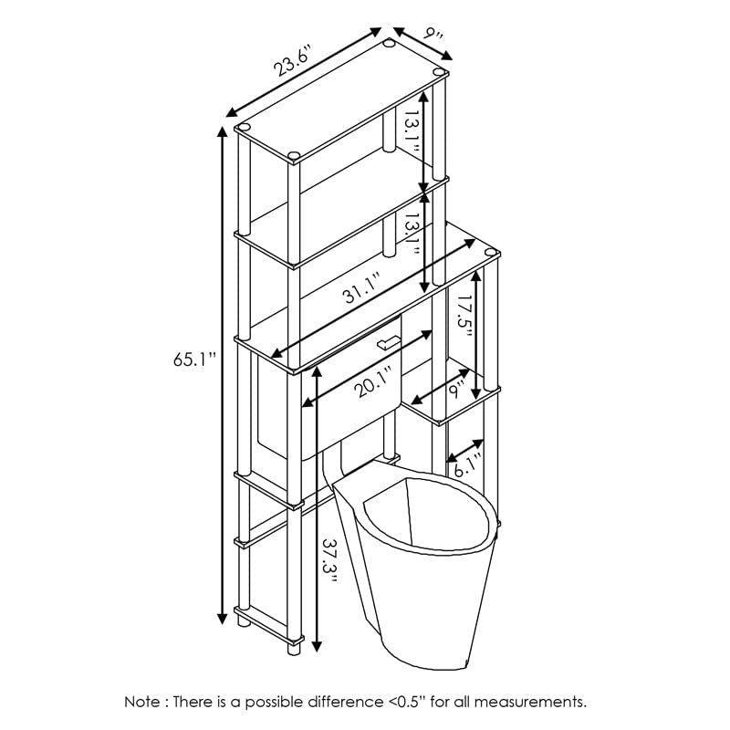 Furinno 3-Tier Over-The-Toilet Space Saver Rack Bathroom Shelf with 5 Shelves,Espresso/Black