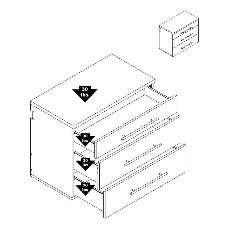 Versatile Wall-Mounted Black Laminated Composite Wood 3-Drawer Cabinet