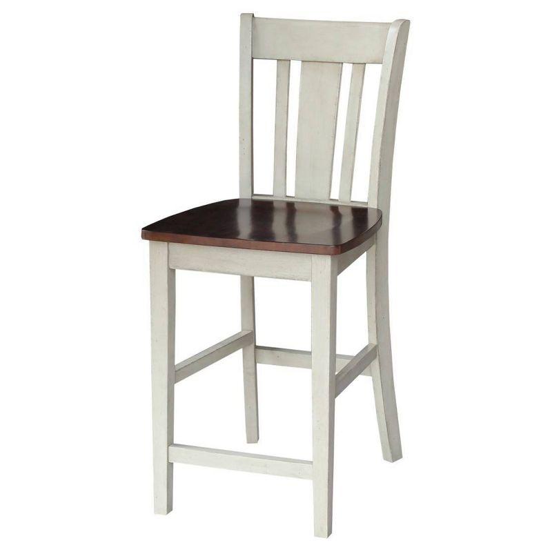 Elegant San Remo Solid Wood Counter Stool in Antique Almond