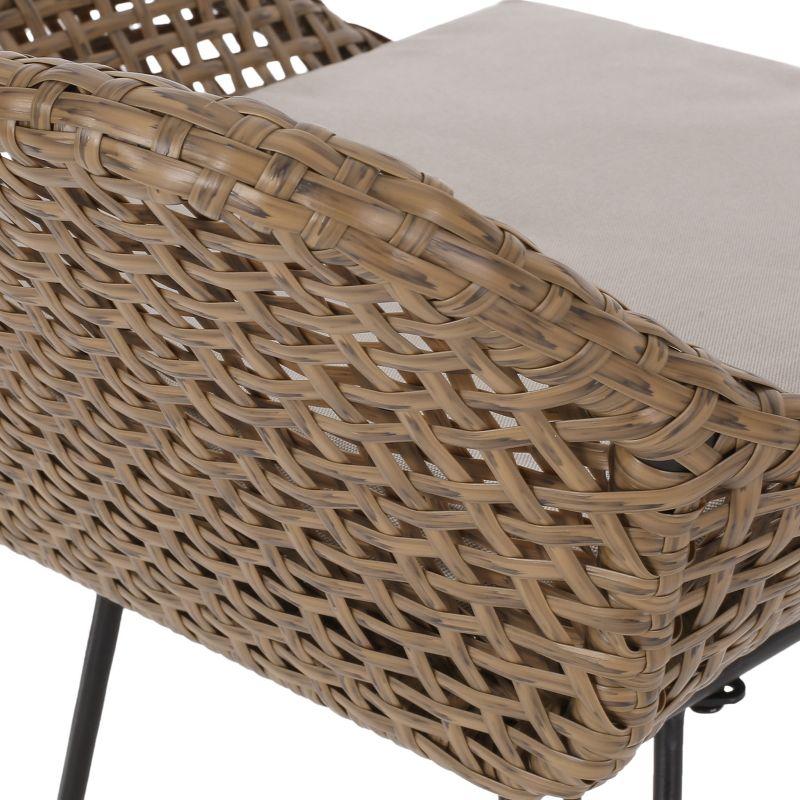 Gewnee Outdoor Wicker and Iron Low Back Barstools