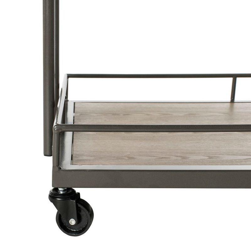 Transitional Silver Rectangular Bar Cart with Tiered Shelves