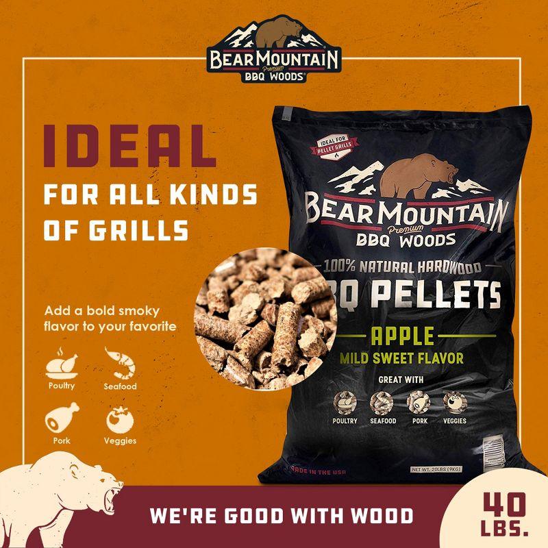 Bear Mountain BBQ Premium All Natural Mild and Sweet Apple Smoker Wood Chip Pellets For Outdoor Gas, Charcoal, and Electric Grills, 40 Pound Bag