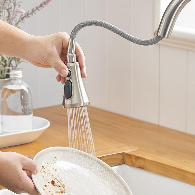 Single-Handle Pull-Down Sprayer 3 Spray High Arc Kitchen Faucet With Deck Plate