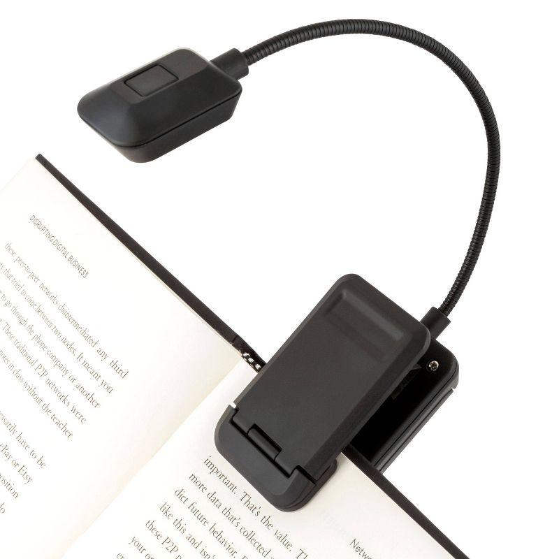 Black Quad LED Clip-On Reading Light with Flexible Neck